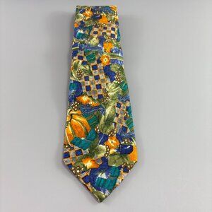 Ermenegildo Zegna Green Harvest Floral Men's Extra Long Tie 3 3/4" x 63"